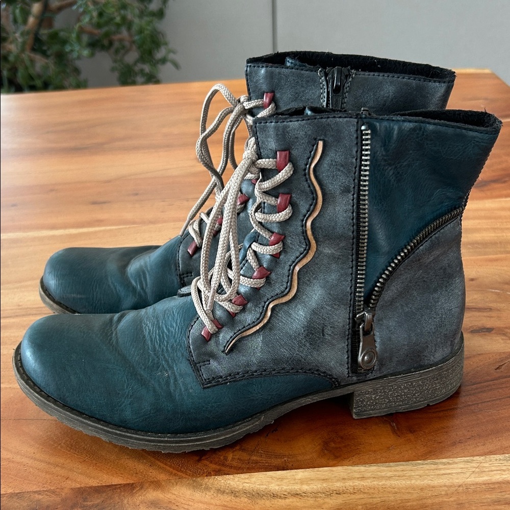 Reiker Peacock Blue Payton Vegan Leather Ankle Boot sz 39 or women’s 8
